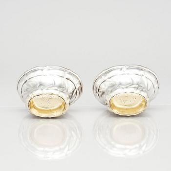 A pair of Swedish 18th century parcel-gilt salt-cellars, mark of  Stephan Westerstråhle the elder, Västervik 1763.