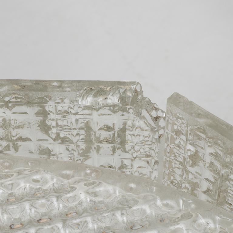 Carl Fagerlund, a pair of glass and brass ceiling lamps, Sweden, second half of the 20th century.