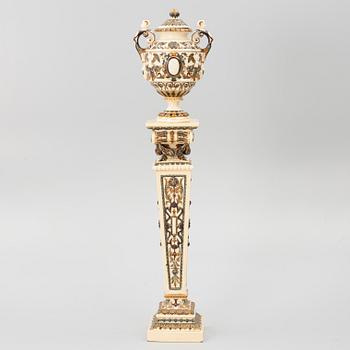 Pedestal with urn, Rörstrand, circa 1900.