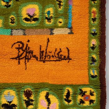 Björn Wiinblad, A WALL HANGING/A CARPET, "Tucano", "Spring Lady", hand knotted, ca 282 x 106 cm, signed Bjørn Wiinblad.