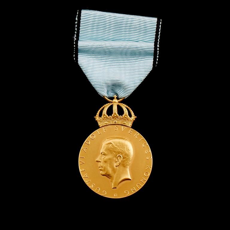MEDALJ, guld, Gustav VI Adolf, CF Carlman, 1952. Vikt ca 30 gram.