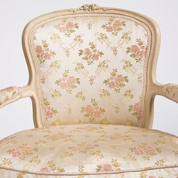 A set of four Louis XV open armchairs by Jean-Jacques Pothier (master in Paris  1750-ca.1780).