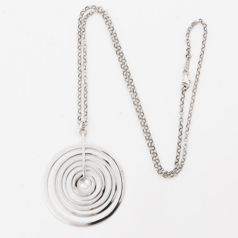 Tapio Wirkkala, Pendant with chain “Silver Moon”, sterling silver, Finland, for Kultakeskus, contemporary.
