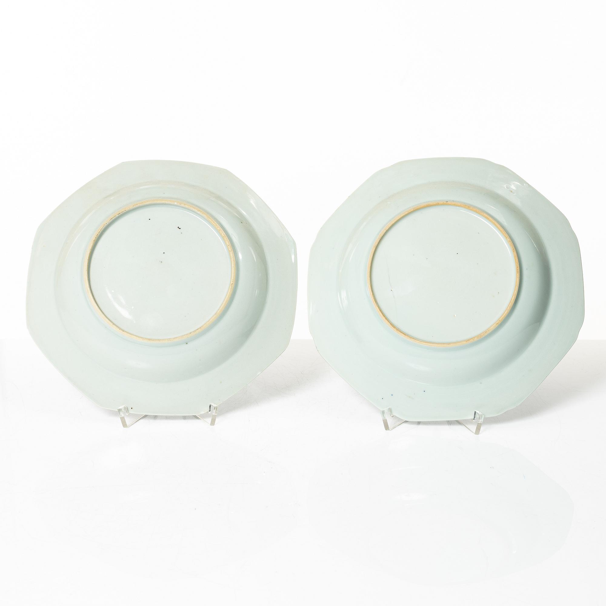 Djupa tallrikar, 8 st, kompaniporslin, Kina, Qingdynastin, Qianlong (1736-95).