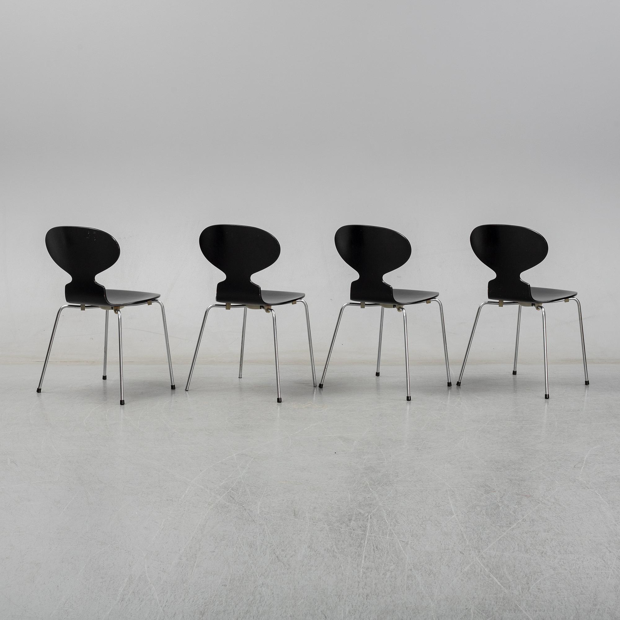 Four 'Ant' chairs by Arne Jacobsen for Fritz Hansen, dated  1973.
