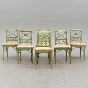 A set of six 19th century painted chairs.