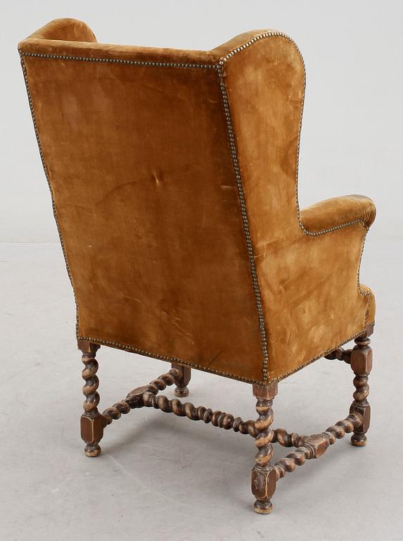 ÖRONLAPPSFÅTÖLJ, barockstil, 1800-tal.