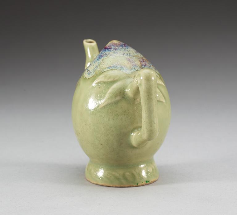 A celadon and chün glazed Cadogan water pot, late Qing dynasty.