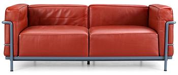 562. A Le Corbusier 'LC3' brown leather and steel sofa by Cassina, Italy.