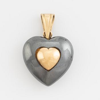 Gold and hematite heart pendant, Alf Halldin.