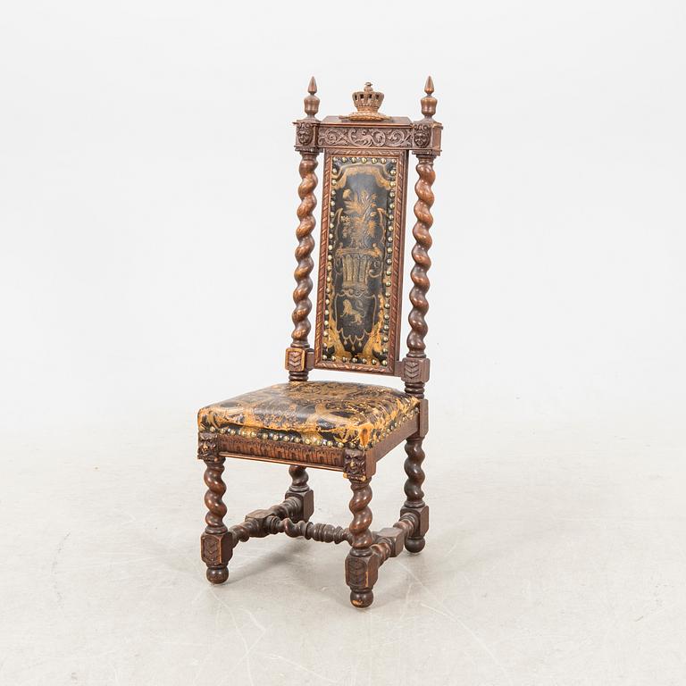 A Swedish baroque style chair dated 1882.