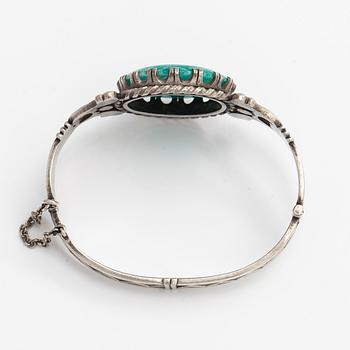 Bracelet, cabochon cut amazonite, silver. A. Tillander, Helsinki 1937.