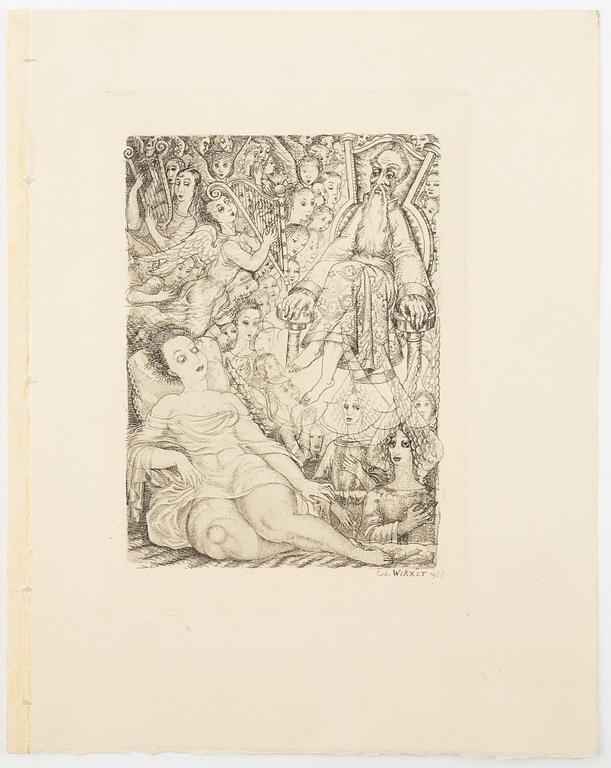 Eduard Wiiralt, 5 etchings & 4 sketches from "Le Gabrielide", signed in the print, one sketch signed with monogram 1928.