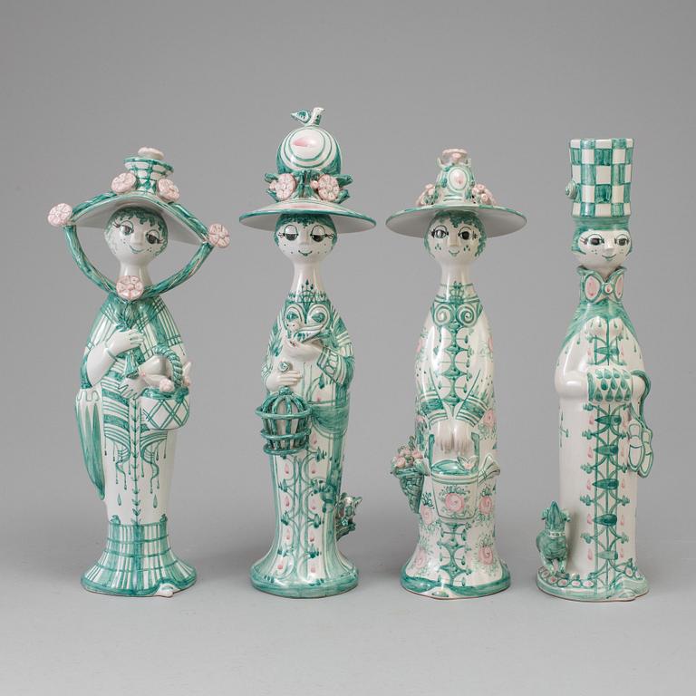 BJÖRN WIINBLAD, four figures, pottery, Denmark, dated -83.