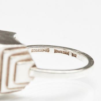 Wiwen Nilsson, a sterling and facet cut rock crystal ring, Lund, Sweden, 1950.