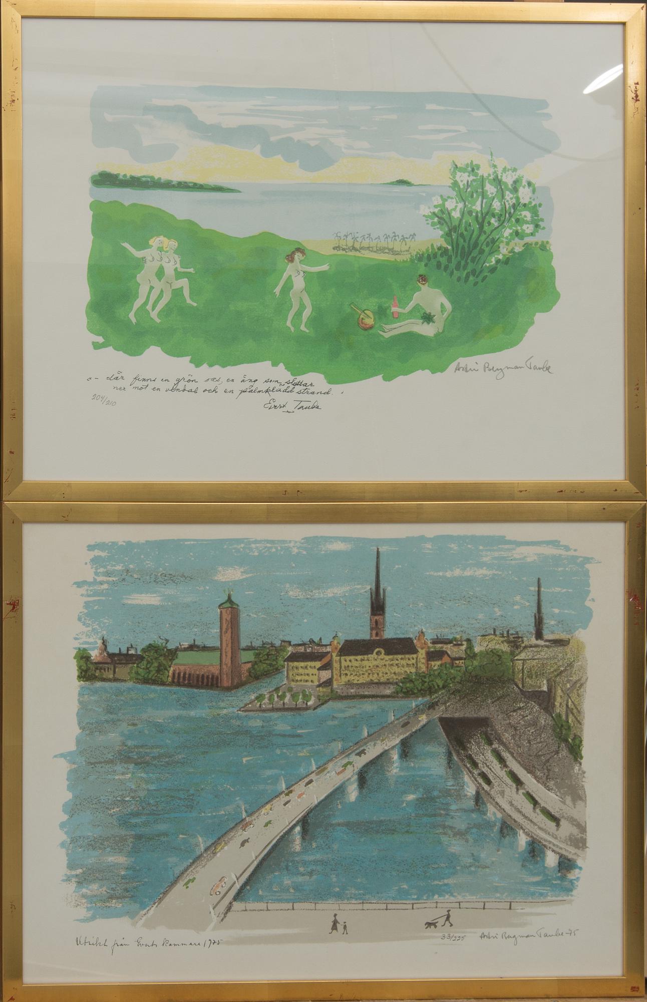 ASTRI BERGMAN-TAUBE, färglitografier, 20 st, signerade och numrerade, flertalet i upplaga kring 200, 1970-talets mitt.