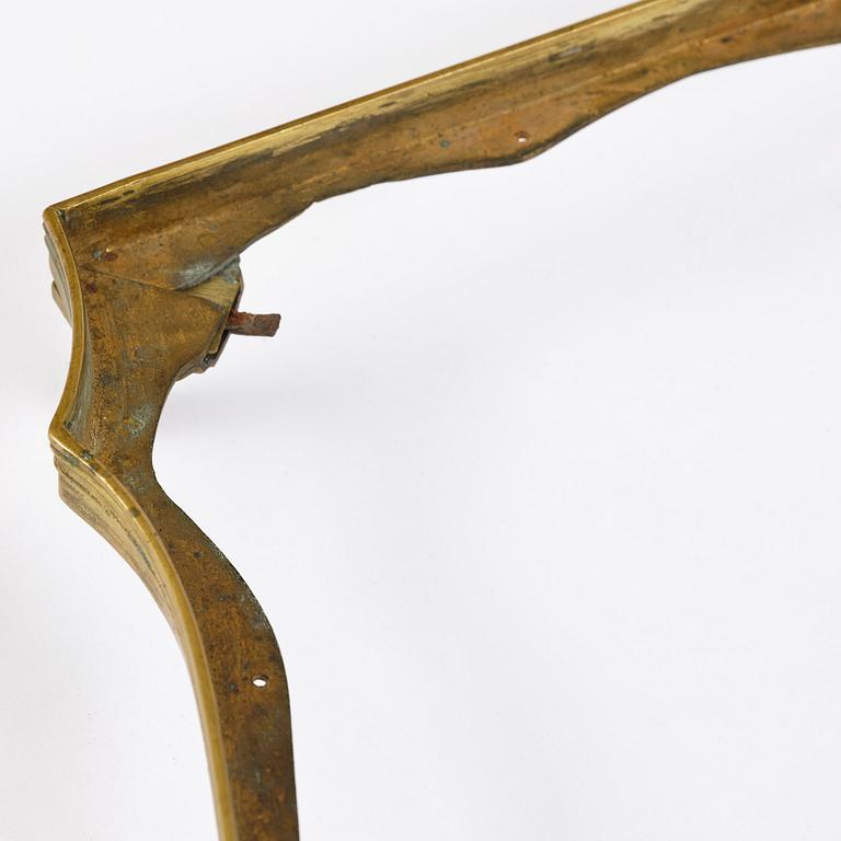 A Gustavian three-piece brass and glass surtout de table, Stockholm, later part 18th century.