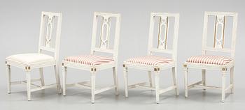 STOLAR, 2+2 stycken, gustavianska samt gustaviansk stil, 1800/1900-tal.