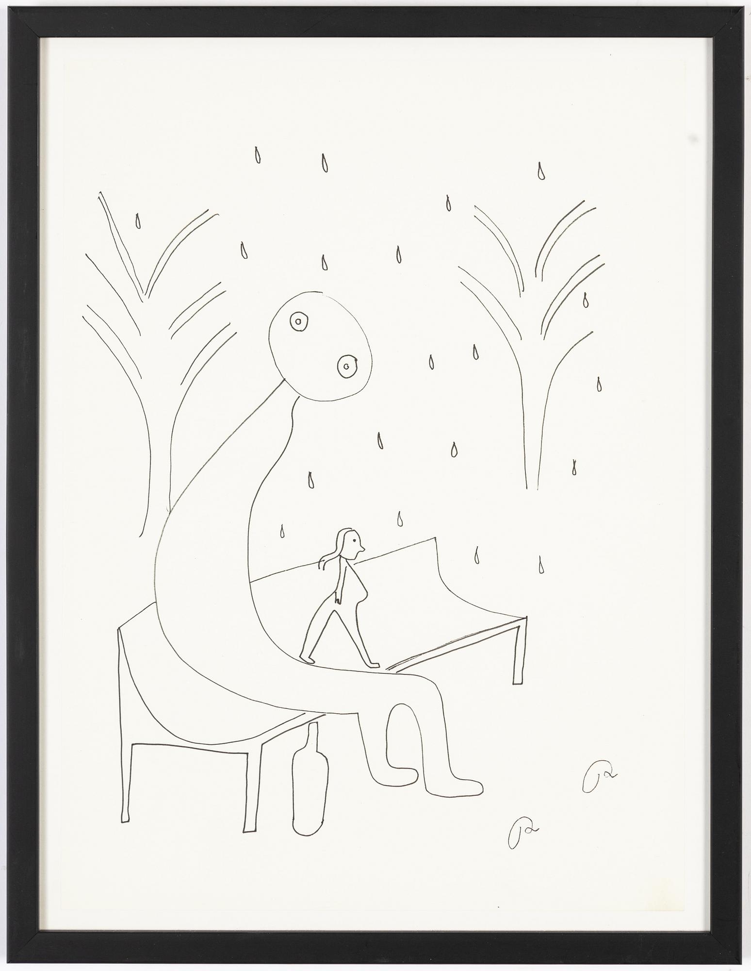 Roger Risberg, indian ink drawing, signed. Executed in 2008.