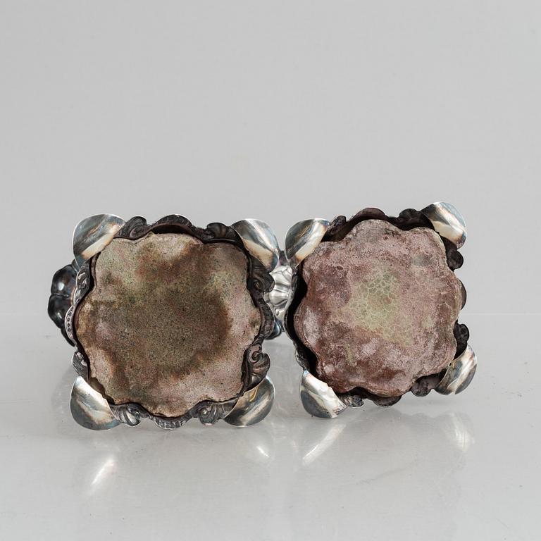 Ljusstakar ett par, silver, barockstil, CG Hallberg, 1951.