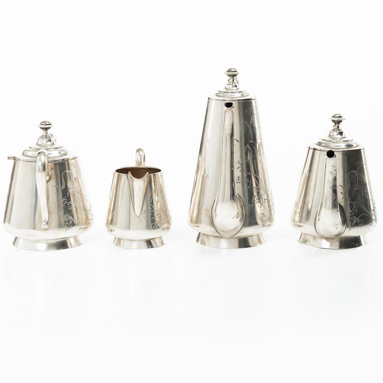 A Russian silver tea and coffee set, mark of Victor Fink, Moscow, active 1897–1917 (4 pieces).