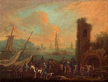 419. Jean Baptist van der Meiren Attributed to, Harbour scene.