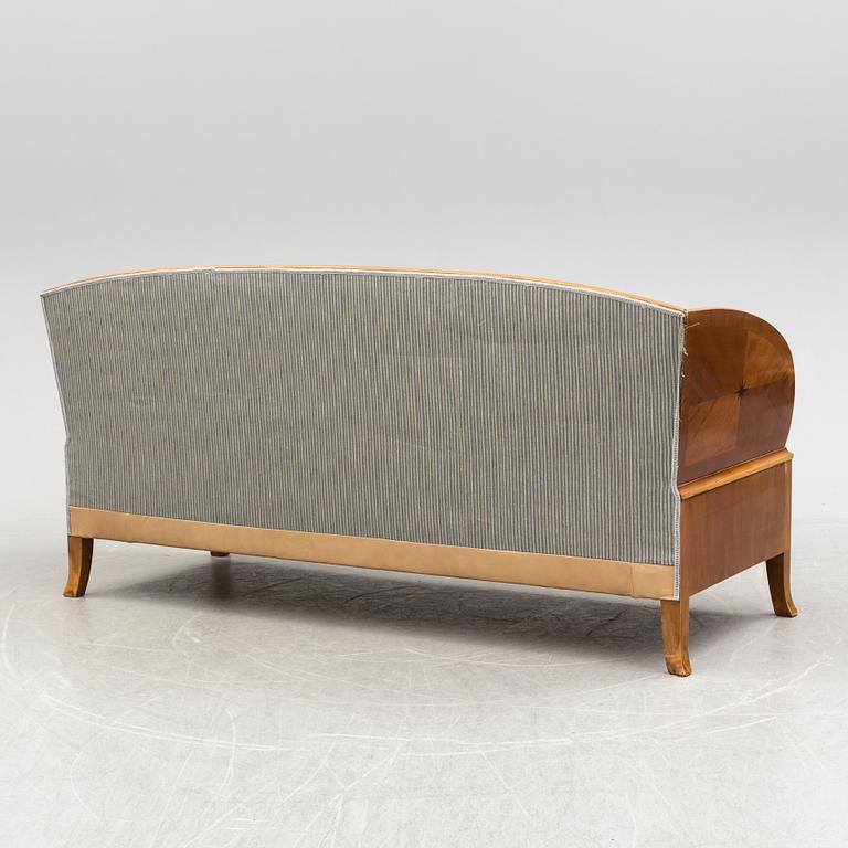 SOFA, TABLE AND FIVE CHAIRS, mid 20th century.