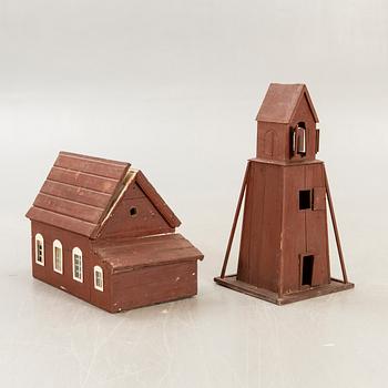 Miniature church and tower first half of the 19th century.