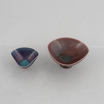 Berndt Friberg, skålar, 2 st, stengods, Gustavsbergs Studio, 1971-75.