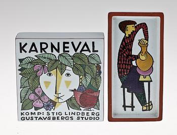 FAT SAMT SKYLT. Fajans. "Karneval" Stig Lindberg, Gustavsberg.