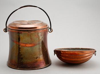 HINK OCH ALADÅBFORM, koppar, 1800-tal.