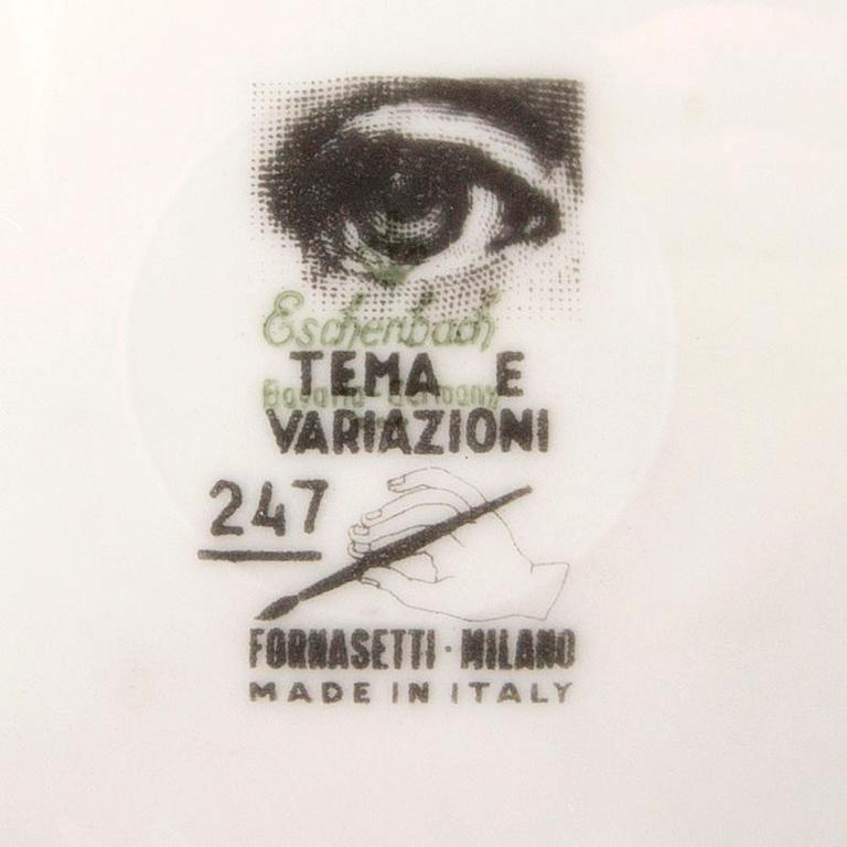 Piero Fornasetti, tallrikar, 14 st,  "Tema E Variazioni", Fornasetti, Italien.