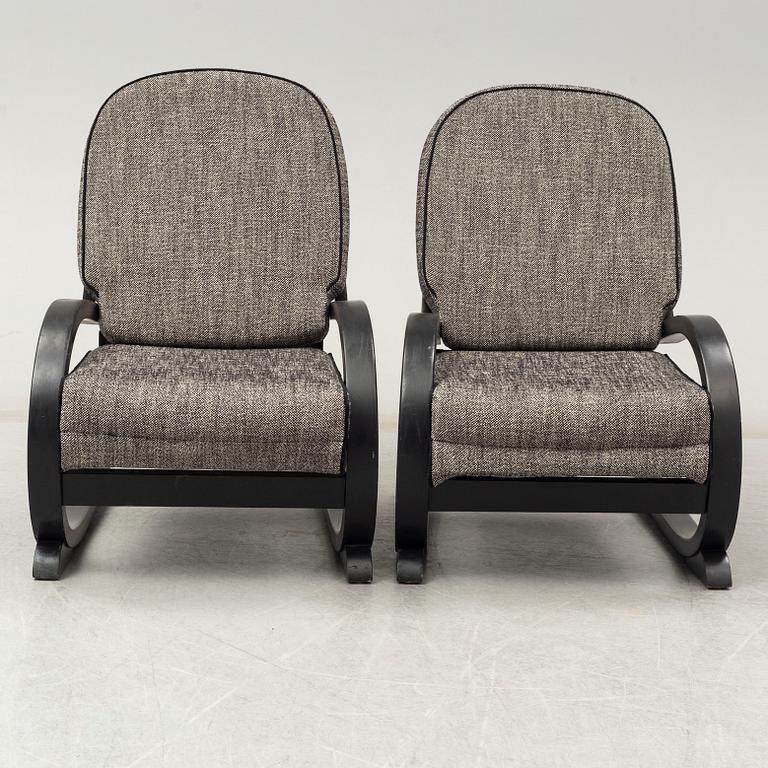 An 'Famulus' sofa and two easy chairs by JP Hully with RD number 809095 for 1936, by Gane Ltd.