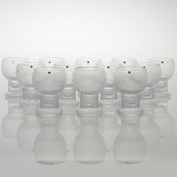 TIMO SARPANEVA, set of 12 'Ölkky' drinking glasses from Kekkerit (Party) series for Iittala.