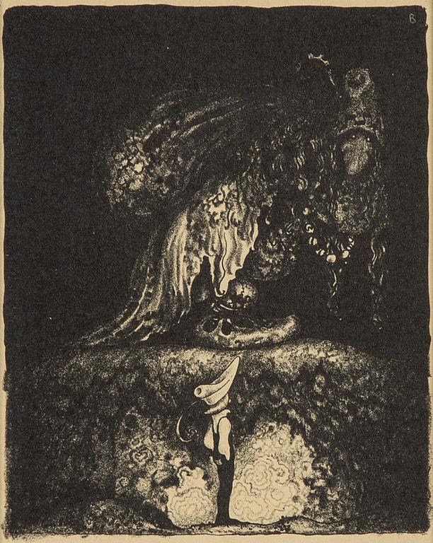 John Bauer, lithopgraph, from "Troll", 1915. Signed B in the print.
