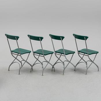 Trädgårdsstolar, 4 st, "Classic nr 2", samt bord "Uppsala", Byarums Bruk, Vaggeryd.