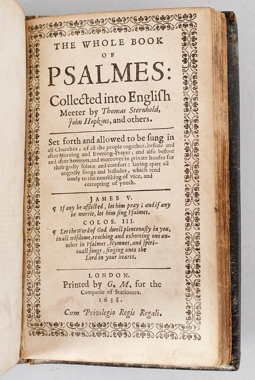 BIBEL, "Biblia Sacra", Amsterdam, 1669 med The Whole Book of Psalmes, Thomas Sterhold, John Hopkins mfl, London, 1638.