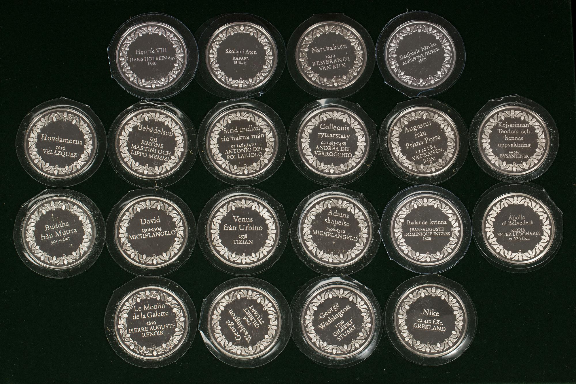 MEDALJER, 200 st, sterlingsilver, Franklin Mint. 1900-talets fjärde kvartal. Total vikt ca 10 kg.