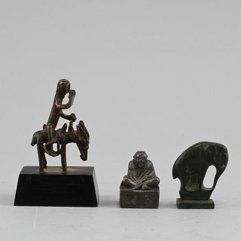 FIGURINER, 3 st, brons, orientaliska, 1900-tal.