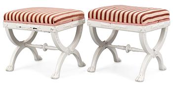 550. A pair of late Gustavian 19th century stools.