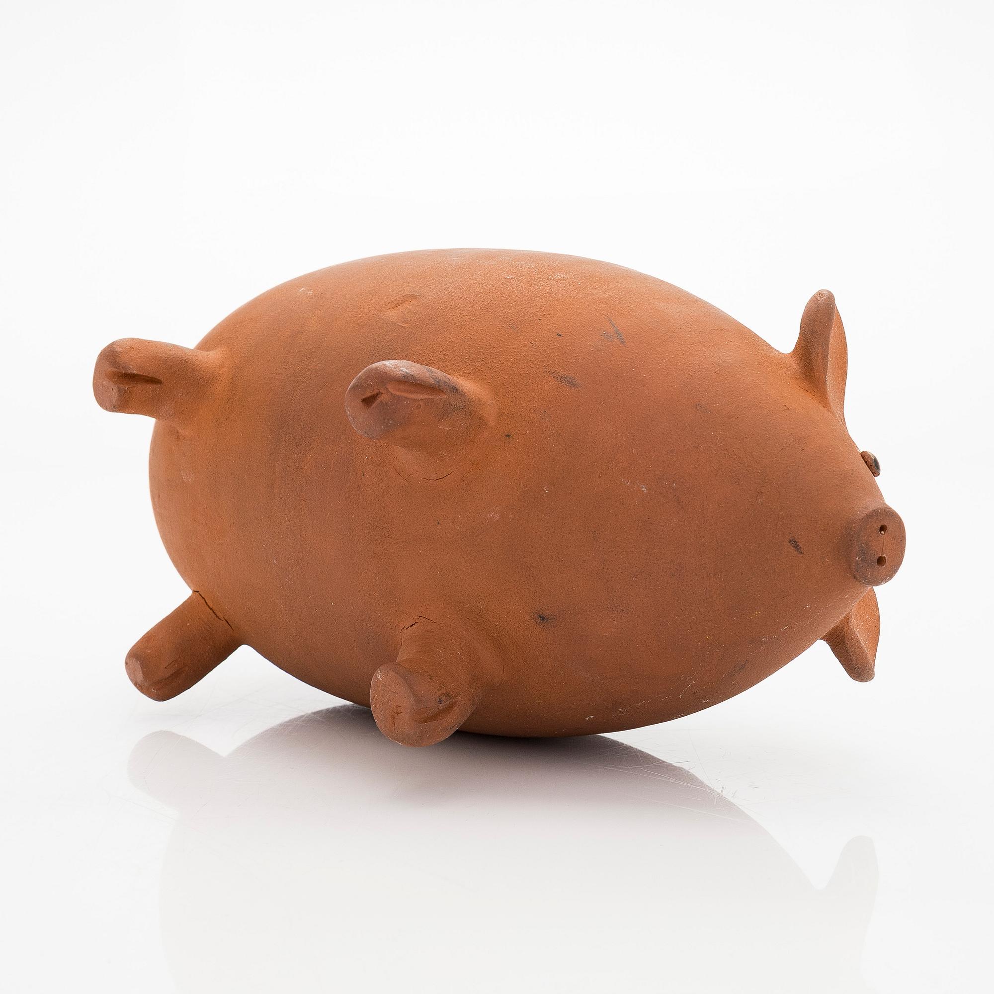 Marita Lybeck, a red clay sculpture / piggy bank, unsigned.