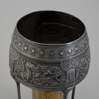 A early 20th century Jugend Wurttembergische Metallwarenfabrik (WMF) EPNS vase from Germany.