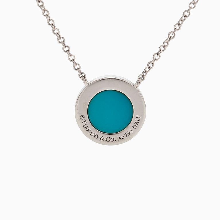 Tiffany & Co, kaulakoru, "T Two Circle", 18K valkokultaa ja turkoosi.