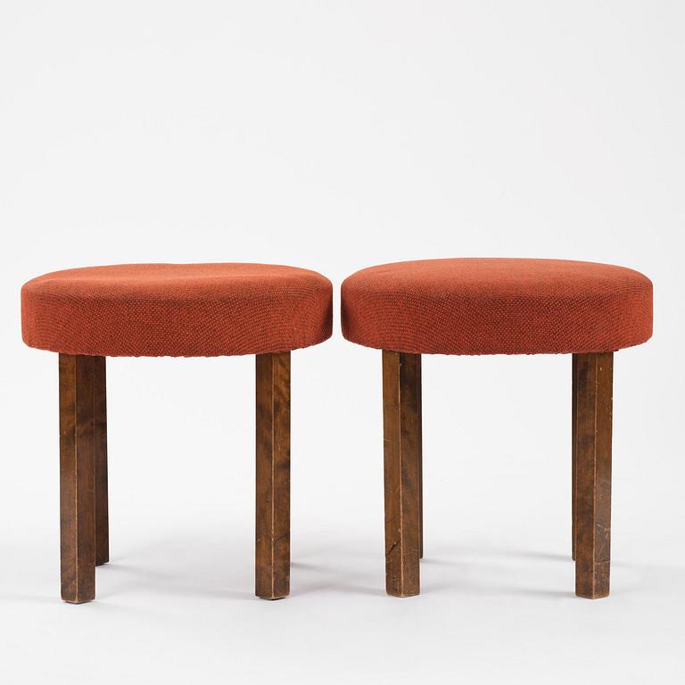 Axel Einar Hjorth, a set of two "Typenko" stools, Nordiska Kompaniet, Sweden, 1936.