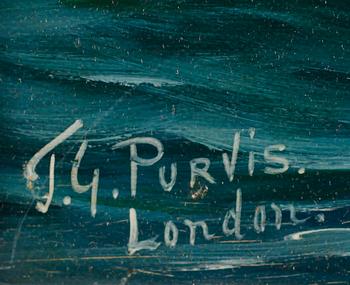 OKÄND KONSTNÄR, olja på duk, signerad TG Purvis, London, 1900-talets första hälft.