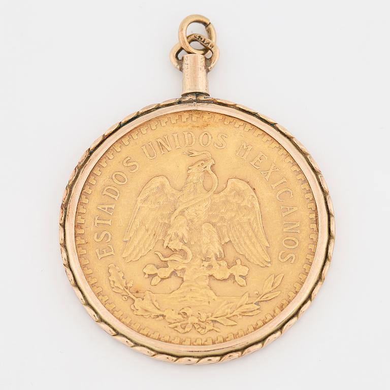 HÄNGE, guldmynt, Mexiko, 50 pesos. Guldram 14K guld.