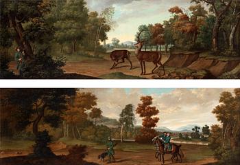 320. Johann Elias Ridinger Tillskrivna, Landskap med jägare.