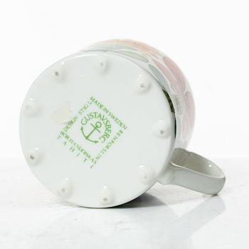 Stig Lindberg, kaffekoppar med fat, 6 st, benporslin, "Tahiti", Gustavsberg, 1970-73.