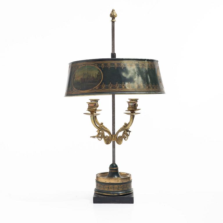 Bordslampa, sk bouillottelampa, 1800-tal.