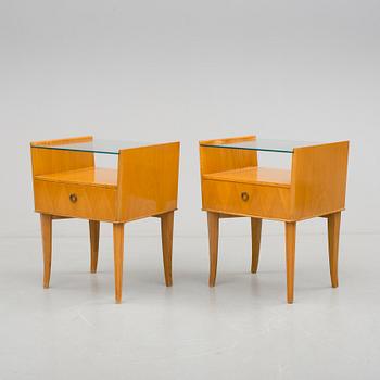 SÄNGBORD, ett par, sannolikt Bodafors, 1940-/50-tal.